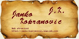 Janko Kopranović vizit kartica
